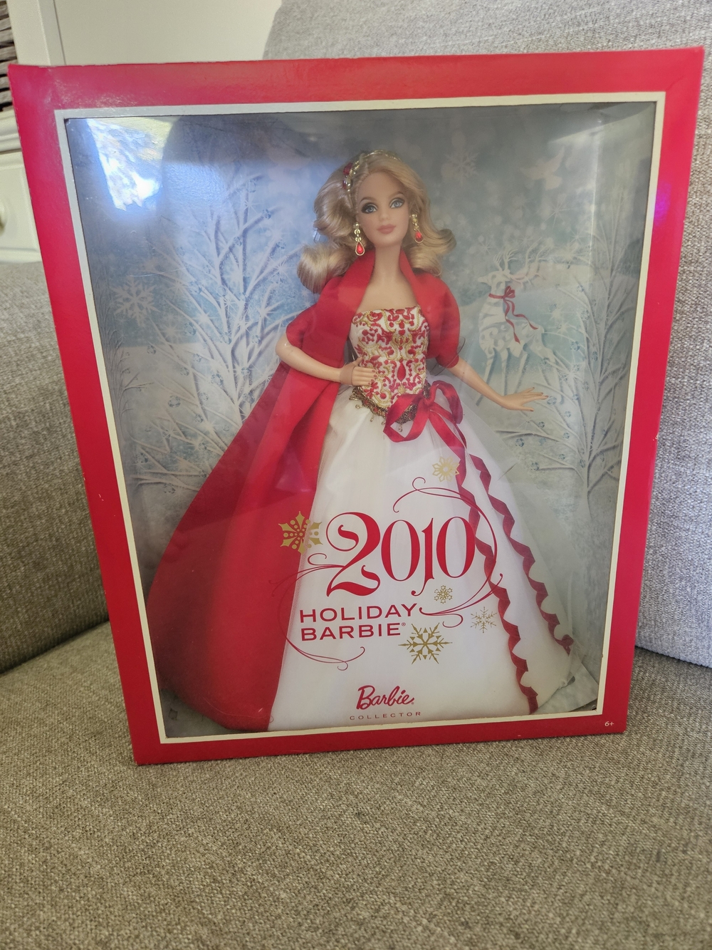 Barbie 2010 Holiday Doll - Red, White & Gold Gown